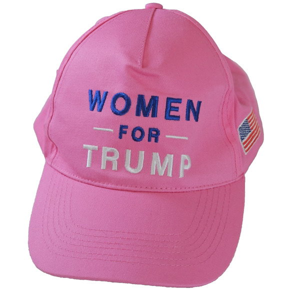 Lysti Accessories - Lysti Women For Trump Hat Pink Embroidered Logo American Flag USA Adjustable Cap
